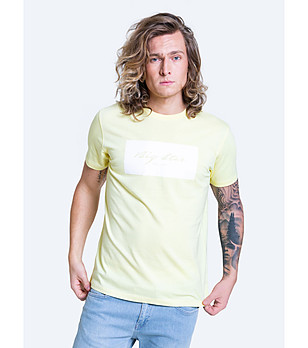 Памучна мъжка светложълта тениска Anthonio снимка