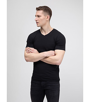 Памучна мъжка тениска в черно Supiclassic снимка