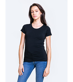 Дамска памучна тениска в черно Liddy снимка