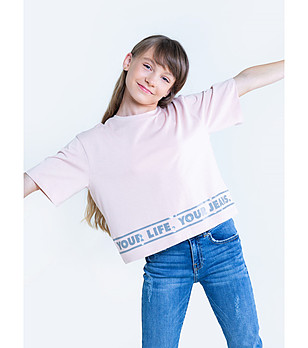 Розова детска памучна тениска Ramona снимка