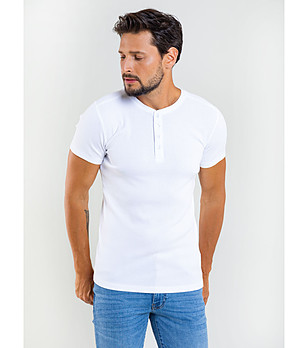 Мъжка памучна тениска в цвят крем Basicag снимка