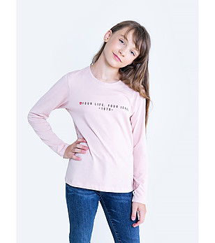 Детска памучна блуза в светлорозово Brina снимка