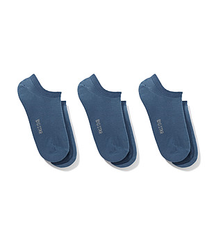 Комплект от 3 чифта унисекс къси чорапи в синьо снимка
