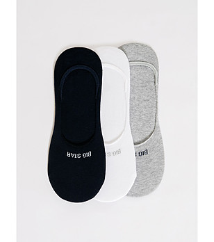 Комплект от 3 чифта унисекс памучни чорапи в черно, бяло и сиво снимка