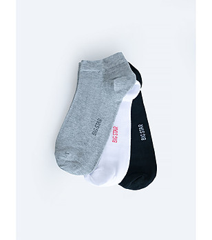 Комплект от 3 чифта дамски чорапи в сиво, бяло и черно снимка