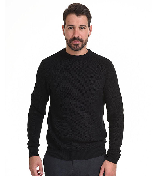 Черен памучен мъжки пуловер Linano снимка