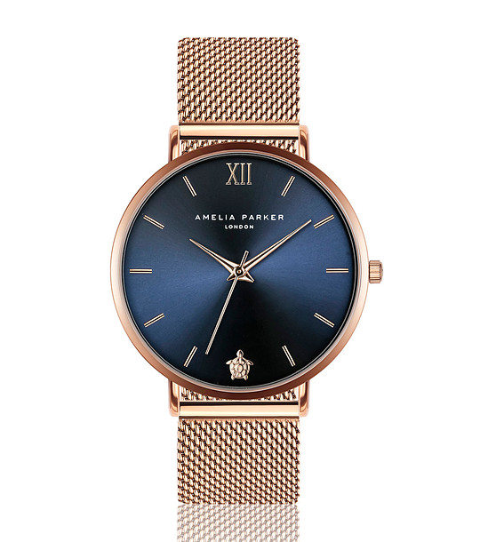 Розовозлатист дамски часовник със син циферблат Midnight Sky снимка
