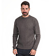 Сив мъжки пуловер с плетеници Boyno-0 снимка