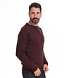 Мъжки пуловер в бордо с плетеници Boyno-2 снимка