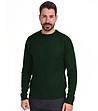 Зелен мъжки пуловер с плетеници Boyno-0 снимка