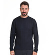 Тъмносин мъжки пуловер с плетеници Boyno-0 снимка