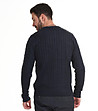 Тъмносин мъжки пуловер с плетеници Boyno-1 снимка