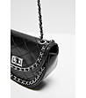 Черна дамска чанта с верижка-3 снимка