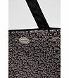 Дамска текстилна чанта в черно с принт-1 снимка