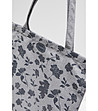 Дамска сива текстилна чанта с флорален принт-2 снимка