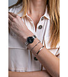 Сребрист дамски часовник с черен циферблат Night Shore-1 снимка
