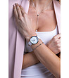 Сребрист дамски часовник с бяла кожена каишка Seashell -1 снимка
