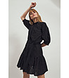 Черна памучна рокля с флорални мотиви Fiorella-2 снимка