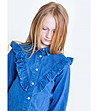 Синя памучна детска риза с къдрички Dominga-2 снимка