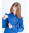 Синя памучна детска риза с къдрички Dominga-3 снимка