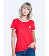 Червена дамска памучна тениска Pearlie-1 снимка