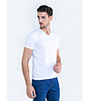 Памучна мъжка бяла тениска с V-образно деколте Supiclassic-2 снимка