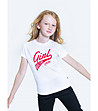 Детска памучна тениска в цвят екрю и червено с щампа Vinnie-1 снимка