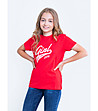 Детска памучна тениска в червено и бяло с щампа Vinnie-0 снимка