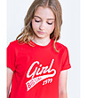 Детска памучна тениска в червено и бяло с щампа Vinnie-2 снимка