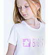 Детска памучна тениска в цвят крем с розова щампа Reggie-3 снимка