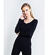 Черна памучна дамска блуза Paulana-0 снимка
