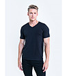 Мъжка памучна черна тениска с V-образно деколте Davado-0 снимка