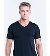 Мъжка памучна черна тениска с V-образно деколте Davado-3 снимка