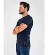 Памучна мъжка тениска в тъмносиньо Basic-1 снимка