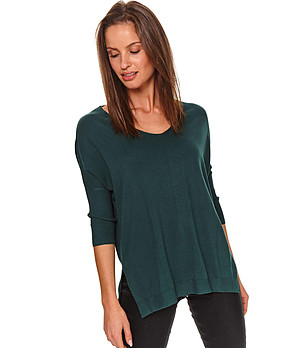 Дамска блуза в тъмнозелено снимка