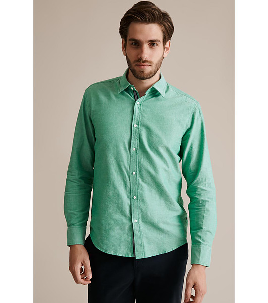 Памучна мъжка светлозелена риза Carlino снимка