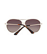 Златисти дамски слънчеви очила авиатор с кафяви лещи-3 снимка