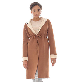 Дамско палто в цвят камел Camel снимка