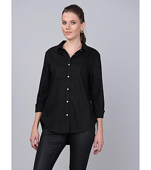 Дамска памучна черна риза Ksenia снимка