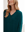 Дамска блуза в цвят тюркоаз с джобове Luciana-3 снимка