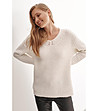 Дамски пуловер в цвят слонова кост Roti-0 снимка