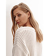 Дамски пуловер в цвят слонова кост Roti-3 снимка