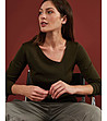 Дамски пуловер в цвят каки с вълна Tina-0 снимка