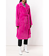 Дамско палто в цвят фуксия с колан-0 снимка