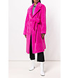 Дамско палто в цвят фуксия с колан-2 снимка