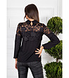 Черна дамска блуза с дантела-1 снимка