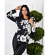 Дамска блуза в черно и бяло с флорален принт-0 снимка