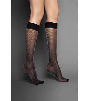 Черни дамски 3/4 чорапи със златисти нишки Jakie снимка