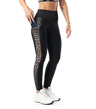 Черен дамски спортен клин с кантове с леопардови шарки снимка
