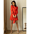 Червена рокля с буфан ръкави Nika-0 снимка